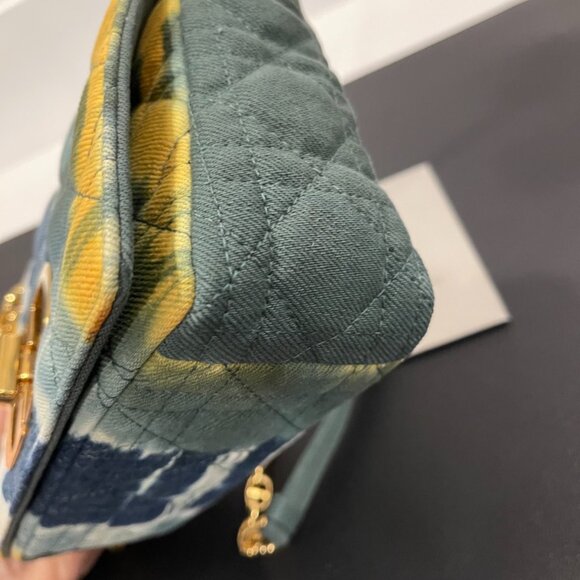 Dior Blue Small Denim Tie-Dye Cannage Caro Bag (JB1053) - Picture 5 of 10